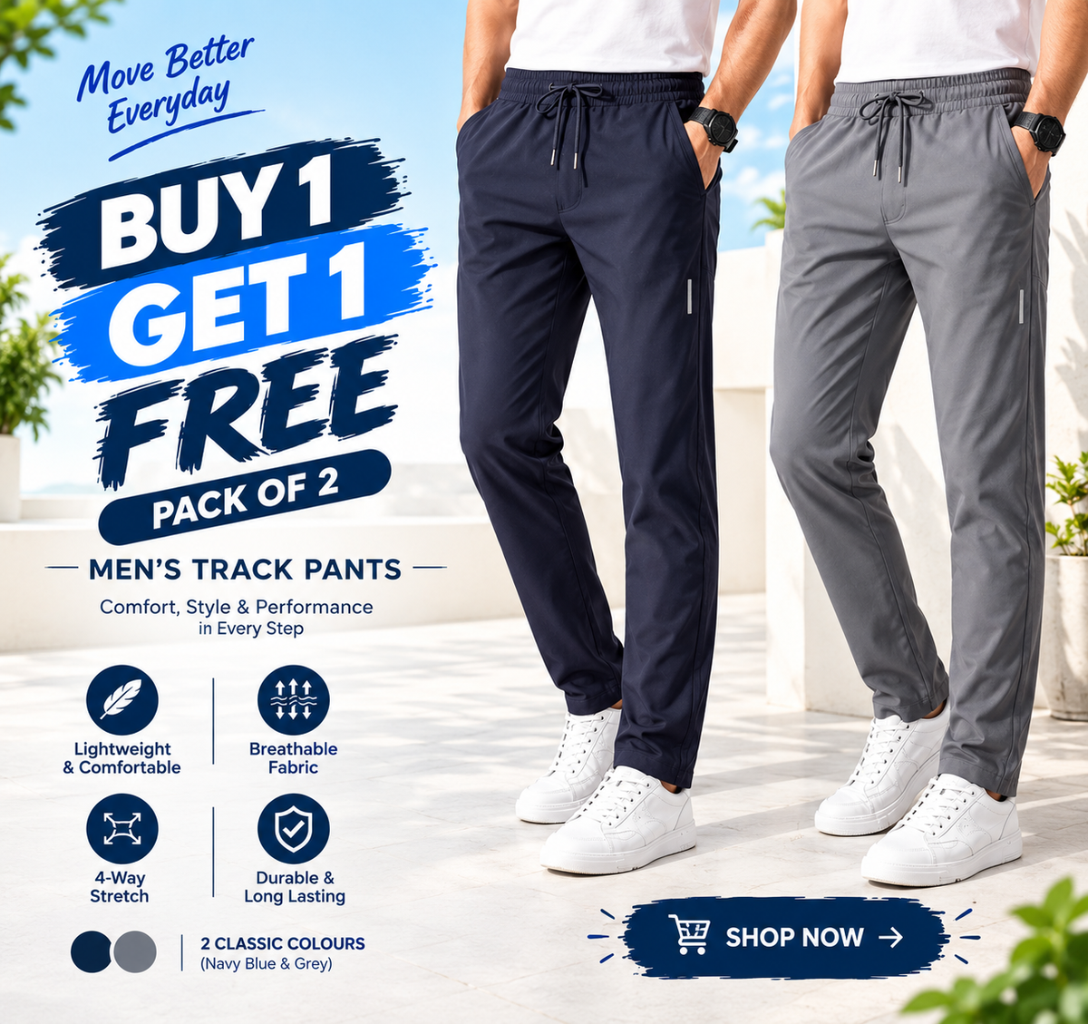 Men’s Track Pants Pack of 2 + Buy 1 Get 1 FREE