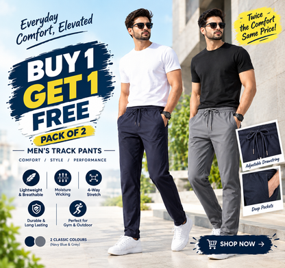 Men’s Track Pants Pack of 2 + Buy 1 Get 1 FREE